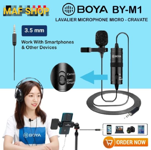 BOYA BY-M1 Condenser Professional Lavalier Lapel Microphone for PC iPhone Camera YouTube Recording Blogger Podcast
