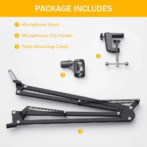 Professional Microphone Stand Suspension Scissor Arm with Holder For Dynamic and Condenser Microphone (Black)