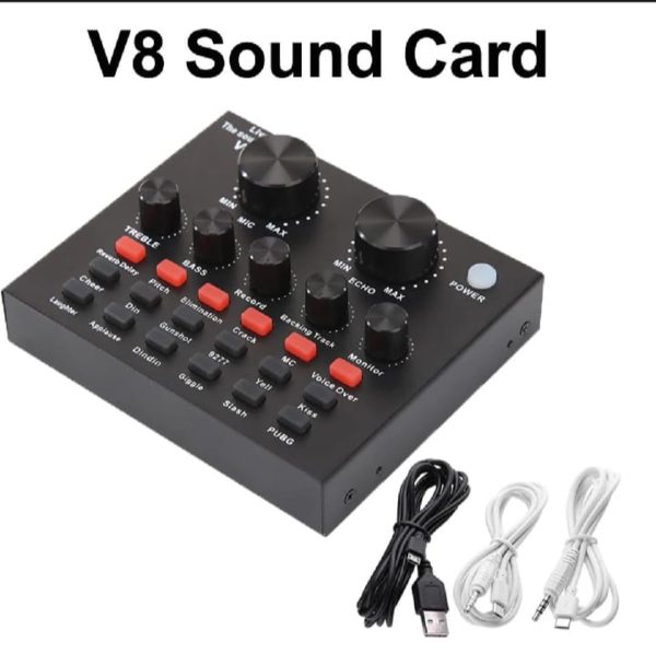 V8 Live Sound Card, Voice Change Digital Sound Card Audio Interface Mixer Board Dj Sound Mixer for Phone Computer Live Online Singing, Live Broadcast, K Songs, Re_cording,Voice Chatting 1 Ratings - Image 2