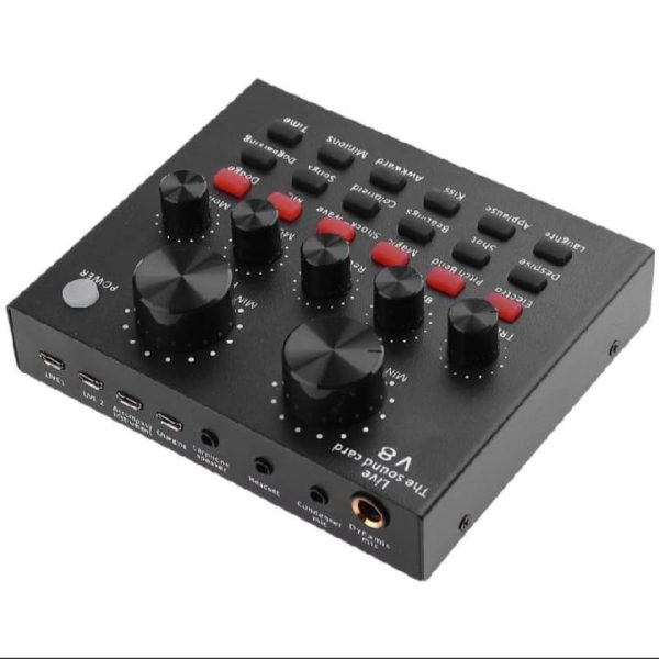 V8 Live Sound Card, Voice Change Digital Sound Card Audio Interface Mixer Board Dj Sound Mixer for Phone Computer Live Online Singing, Live Broadcast, K Songs, Re_cording,Voice Chatting 1 Ratings - Image 4
