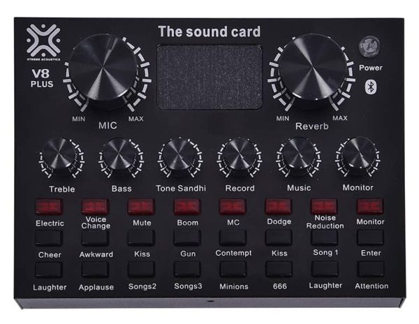 V8 Live Sound Card, Voice Change Digital Sound Card Audio Interface Mixer Board Dj Sound Mixer for Phone Computer Live Online Singing, Live Broadcast, K Songs, Re_cording,Voice Chatting 1 Ratings - Image 5