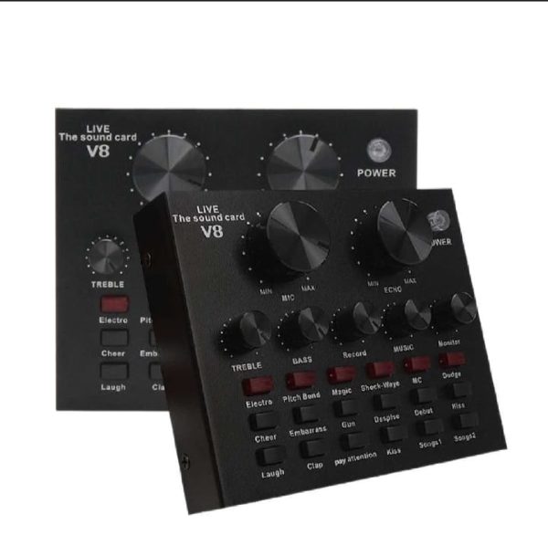 V8 Live Sound Card, Voice Change Digital Sound Card Audio Interface Mixer Board Dj Sound Mixer for Phone Computer Live Online Singing, Live Broadcast, K Songs, Re_cording,Voice Chatting 1 Ratings - Image 7